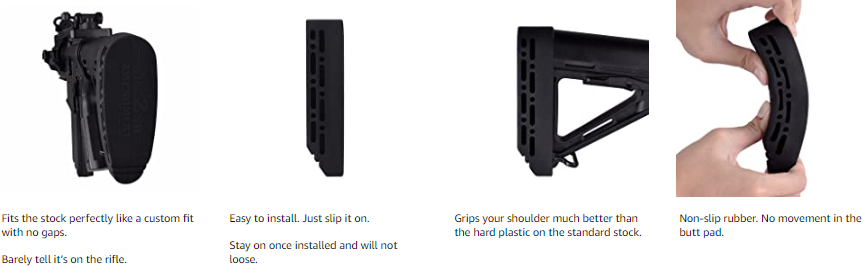 infograph explaining the features of Pridefend Rubber Combat Butt Pad