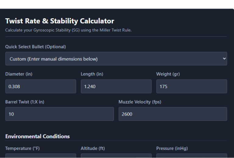 Twist Rate Calculator