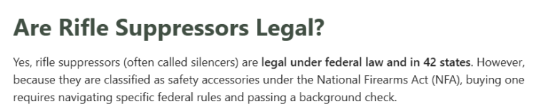 are suppressors on rifle legal