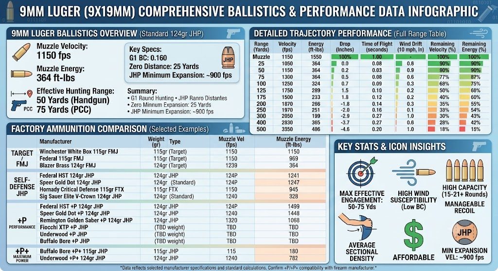 9mm Ballistics Chart