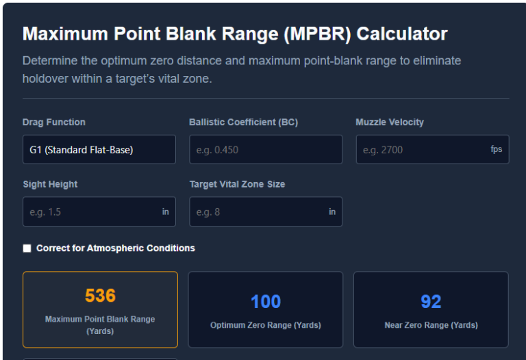 max point blank range calculator