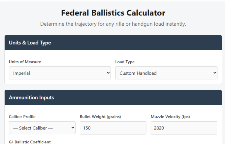 Federal Ballistics Calculator