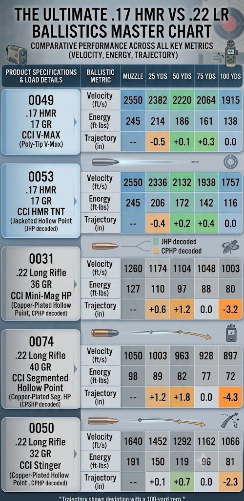 17 HMR vs 22LR Ballistics Chart