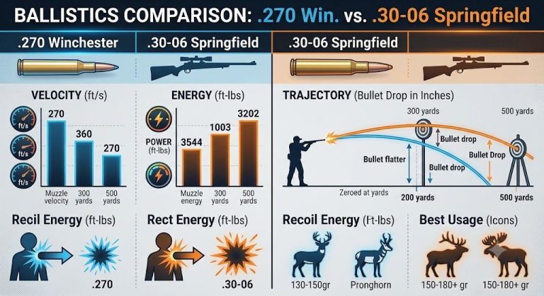 270 vs 30-06 Ballistics Chart Comparison