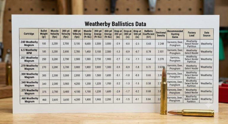 Weatherby Ballistics Chart