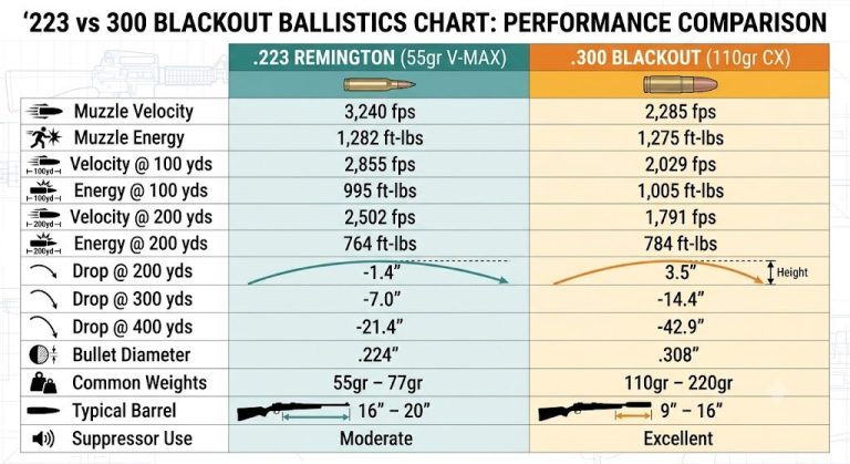 223 vs 300 Blackout Ballistics Chart