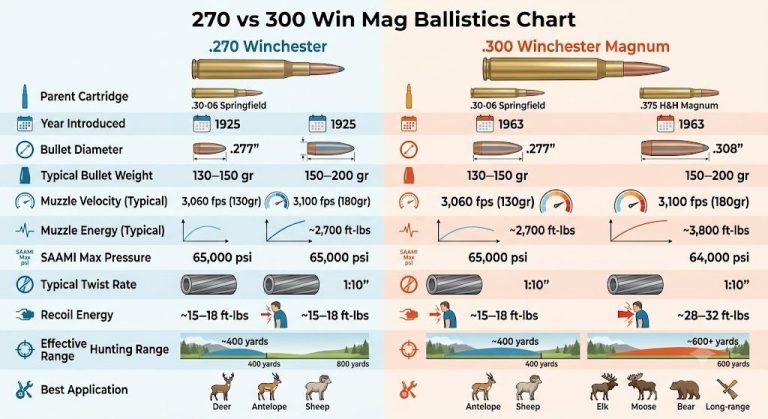 270 vs 300 Win Mag Ballistics Chart