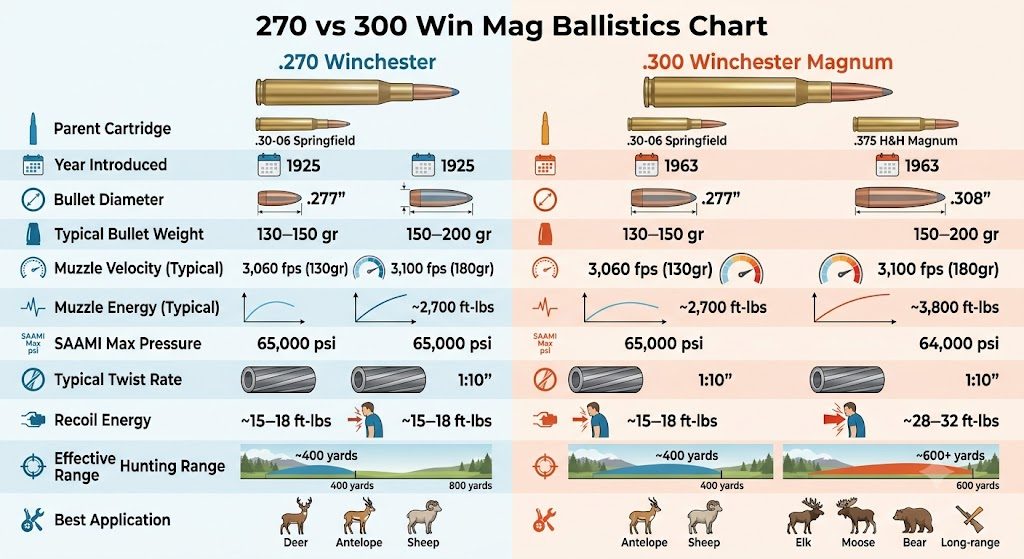 270 vs 300 Win Mag Ballistics Chart