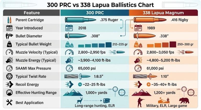 300 PRC vs 338 Lapua Ballistics Chart