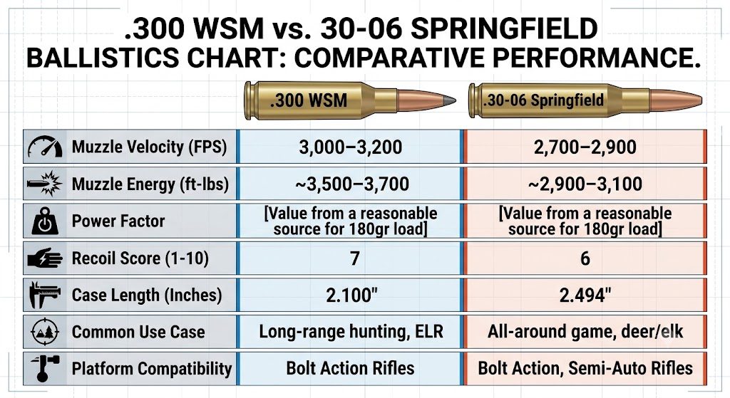 300 WSM vs 30-06 Ballistics Chart