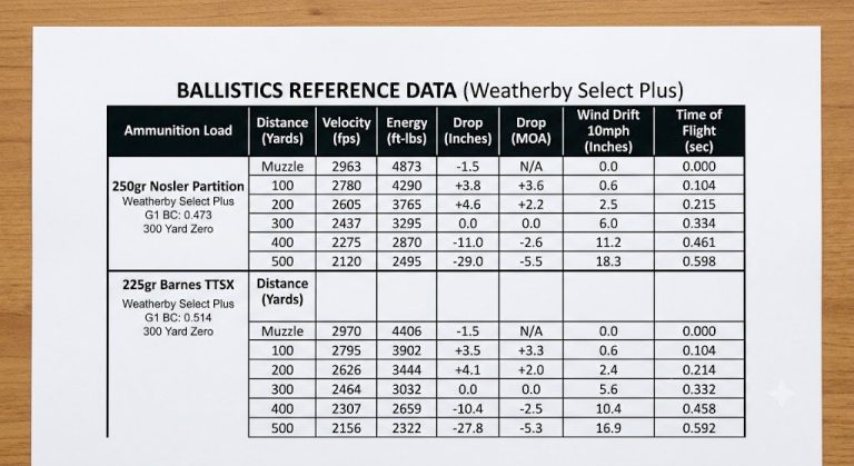 340 Weatherby Magnum Ballistics Chart