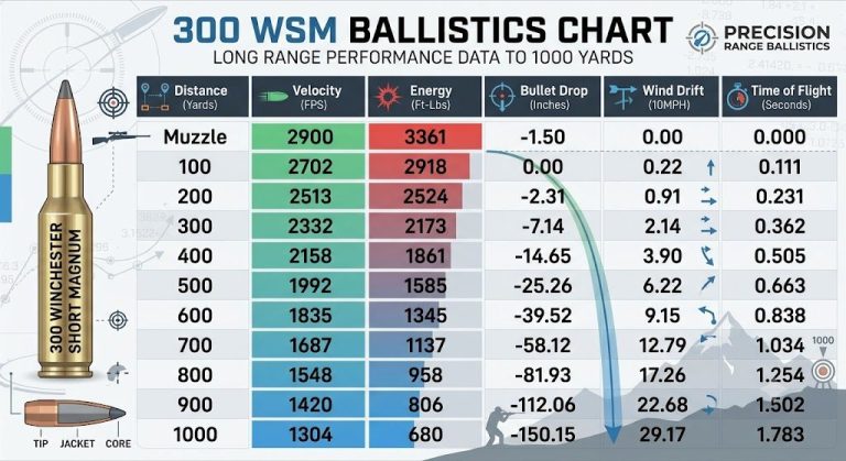 300 WSM Ballistics Chart 1000 Yards