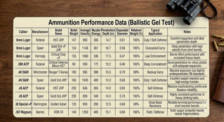 Lucky Gunner Ballistics Chart