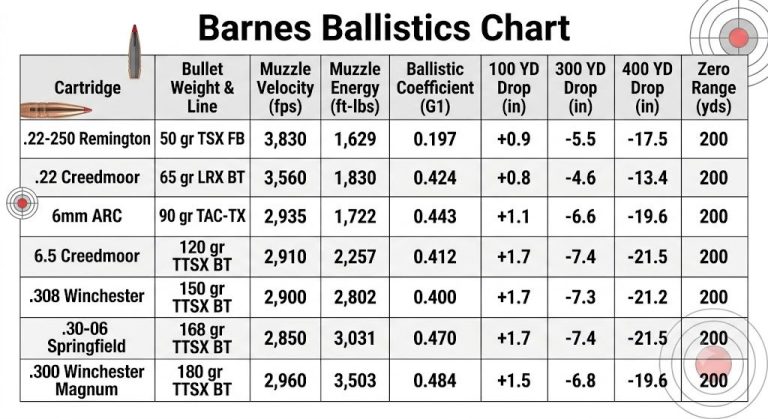 Barnes Ballistics Chart
