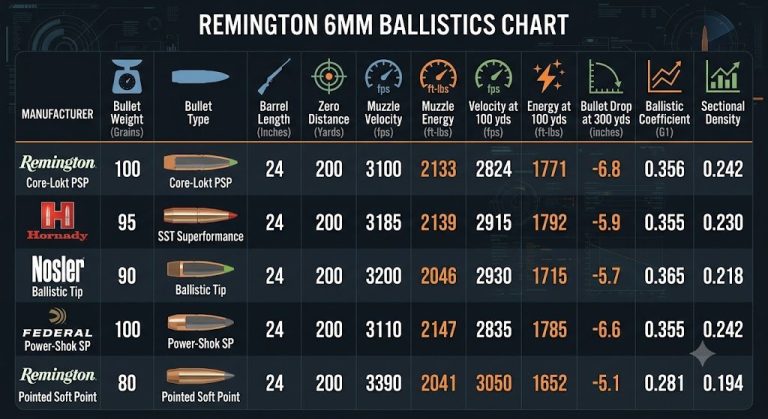 Remington 6mm Ballistics Chart