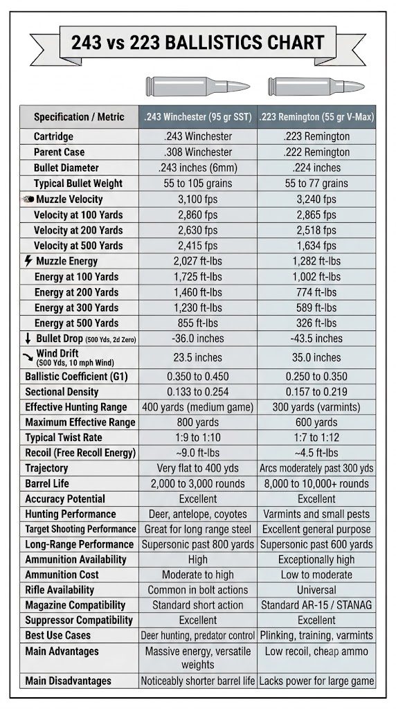 243 vs 223 ballistics chart