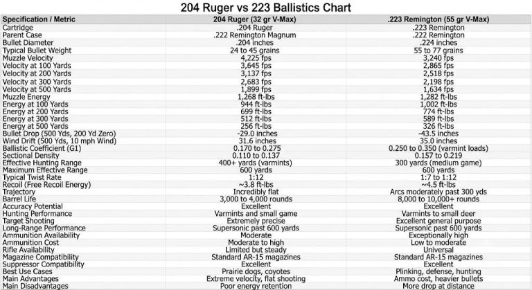 204 Ruger vs 223 Ballistics Chart