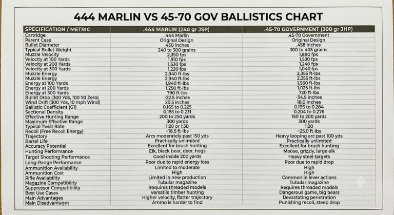 444 Marlin vs 45-70 Ballistics Chart