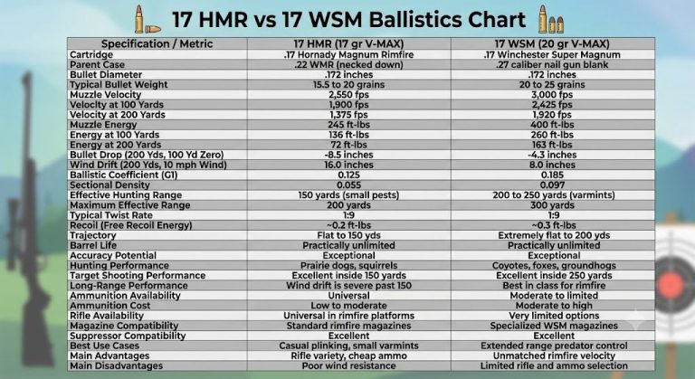 17 HMR vs 17 WSM Ballistics Chart
