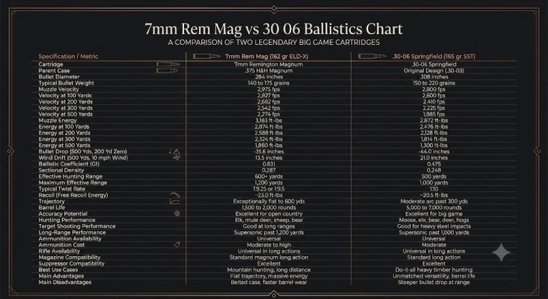 7mm Rem Mag vs 30 06 Ballistics Chart