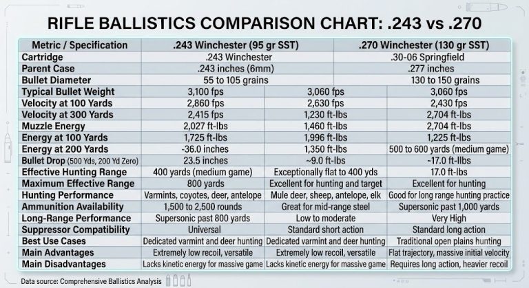 243 vs 270 Ballistics Chart