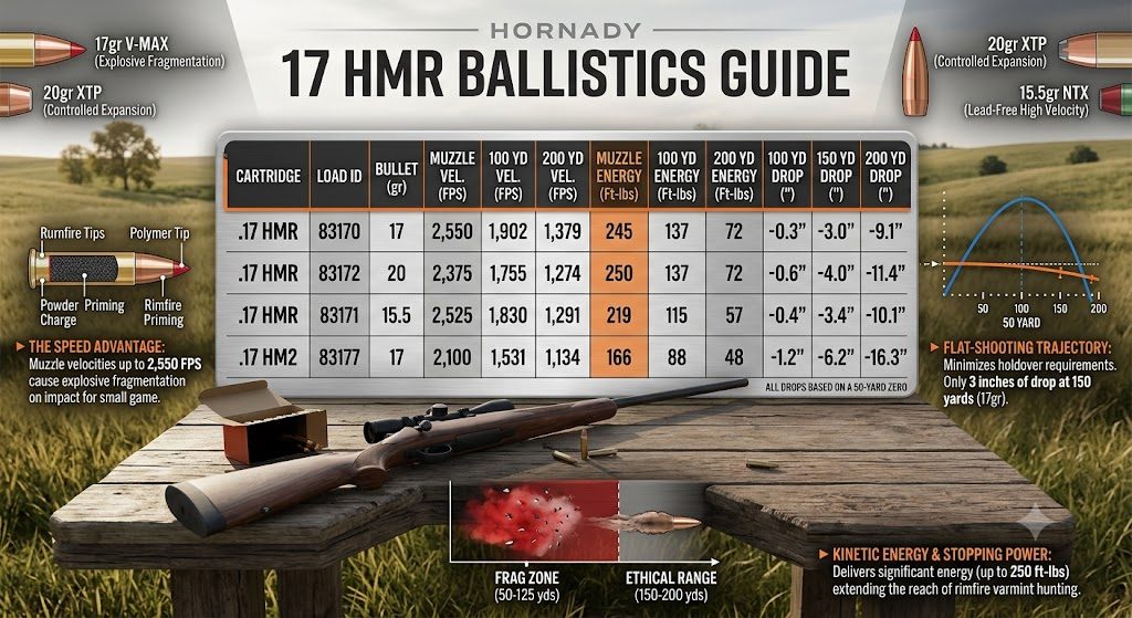 17 HMR Ballistics Chart Hornady
