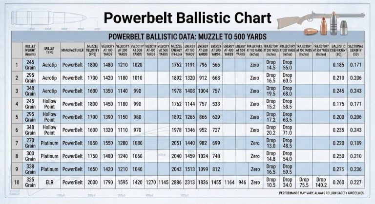 Powerbelt Ballistic Chart