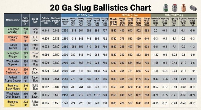 20 Ga Slug Ballistics Chart