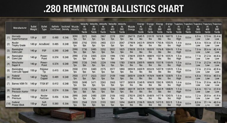 280 Remington Ballistics Chart
