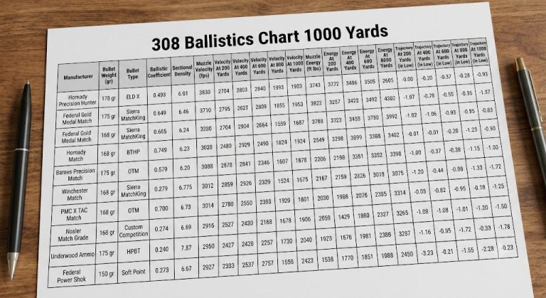 308 Ballistics Chart 1000 Yards