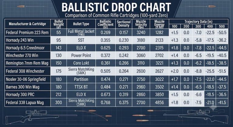 Ballistic Drop Chart