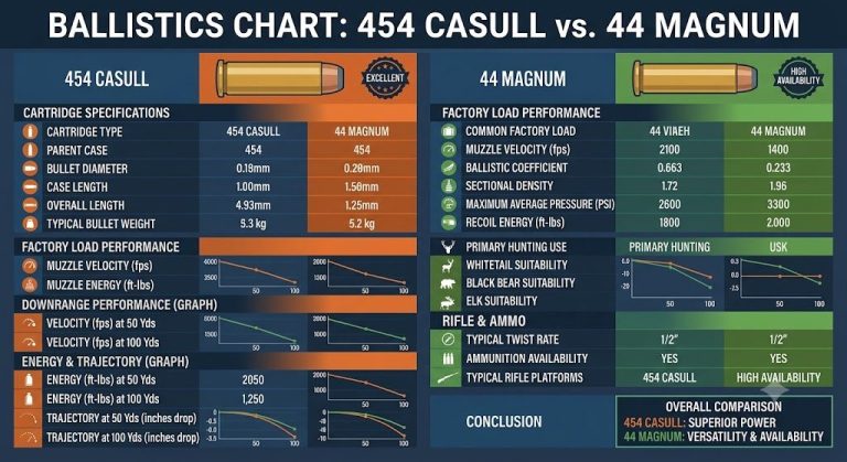 454 Casull vs 44 Magnum Ballistics Chart