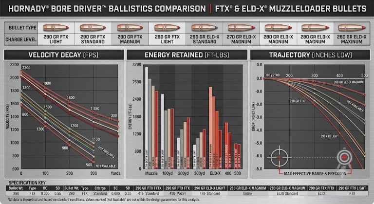 Hornady Bore Driver FTX Ballistics Chart