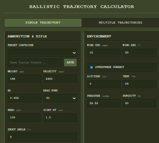 Bullet Ballistics Calculator