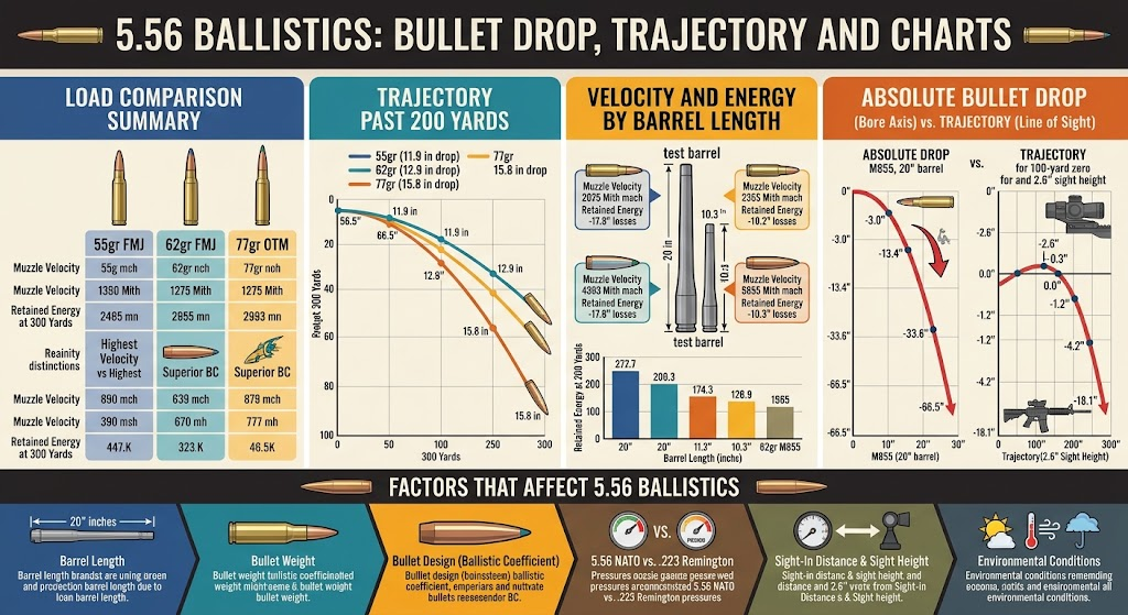 5.56 Ballistics: Bullet Drop, Trajectory and Charts