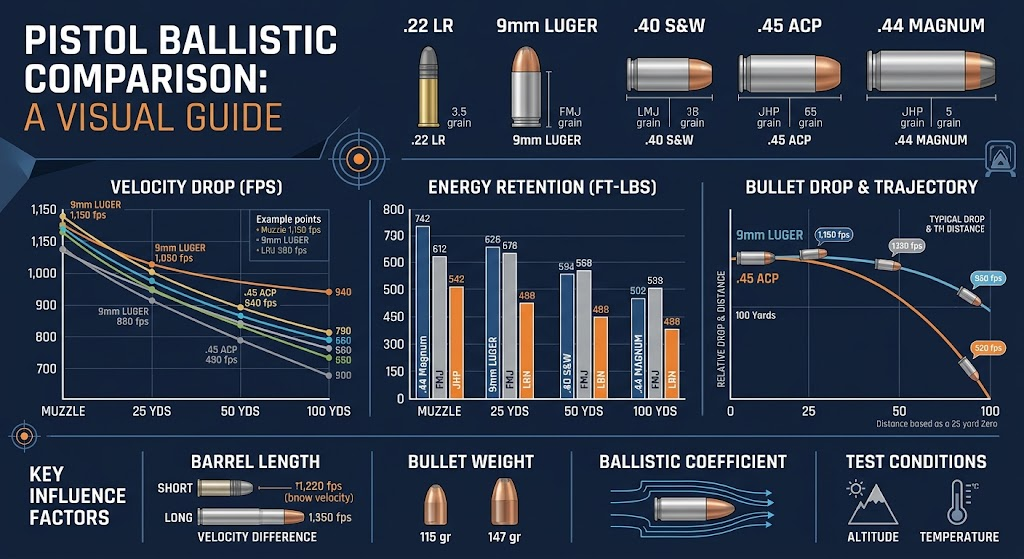 Pistol Ballistic Comparison Chart