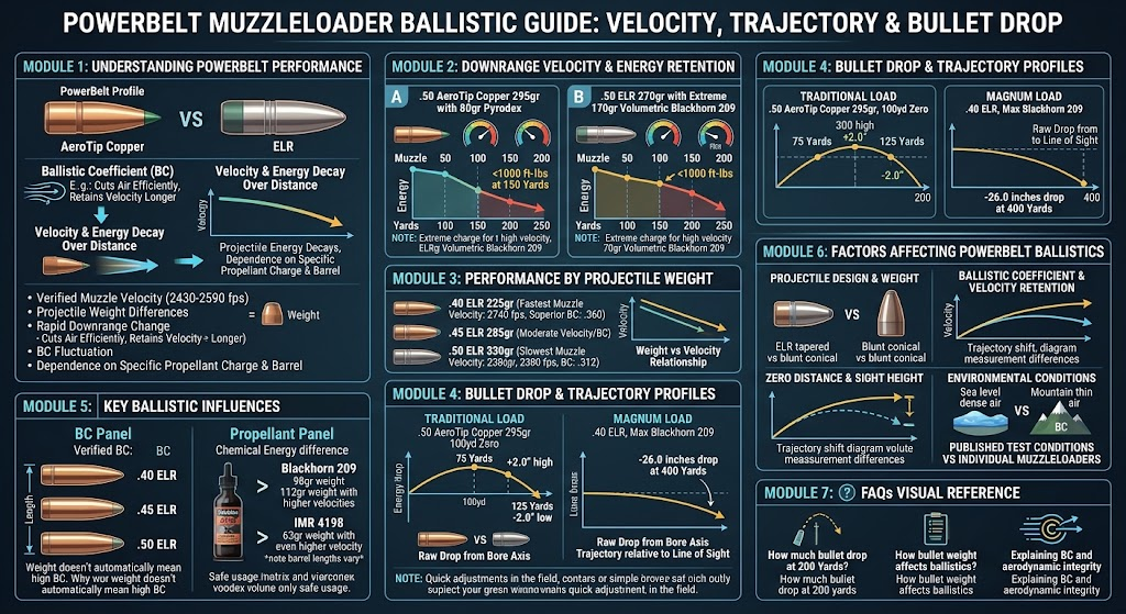 PowerBelt Ballistic Chart: Trajectory and Bullet Drop