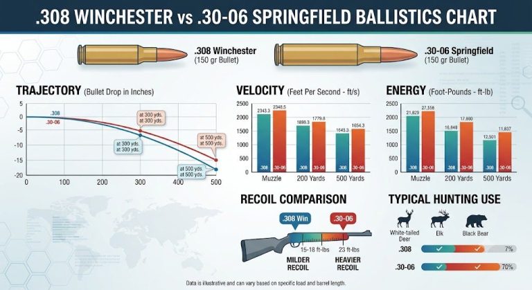 308 vs 30 06 Ballistics Chart