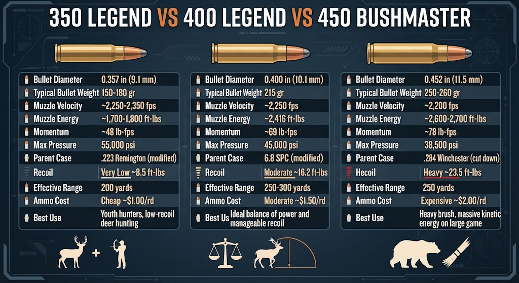 350 Legend Vs 400 Legend Vs 450 Bushmaster