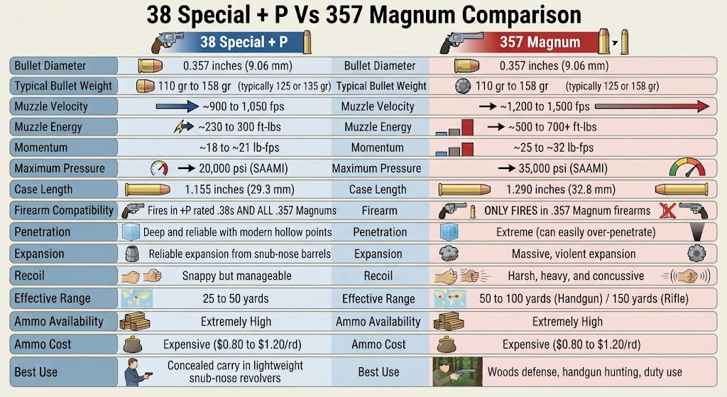 38 Special + P Vs 357 Magnum