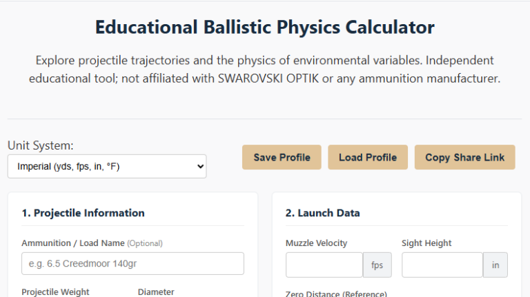 Swarovski Ballistic Calculator