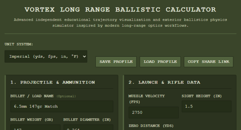 Vortex Long Range Ballistic Calculator