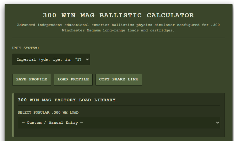 300 Win Mag Ballistics Calculator