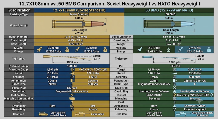 12.7x108mm vs .50 BMG