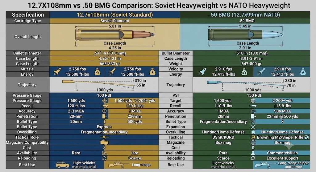 12.7x108mm vs .50 BMG