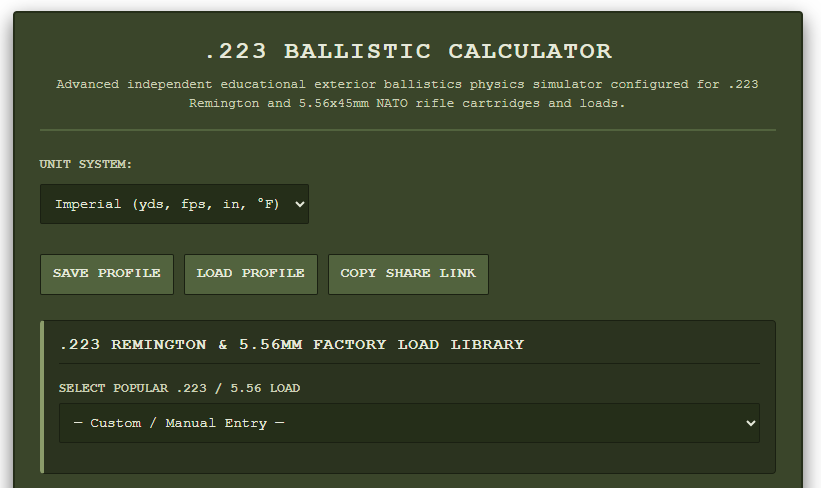 223 Ballistics Calculator