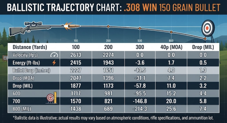 Bullet Drop Chart 308 150 Grain
