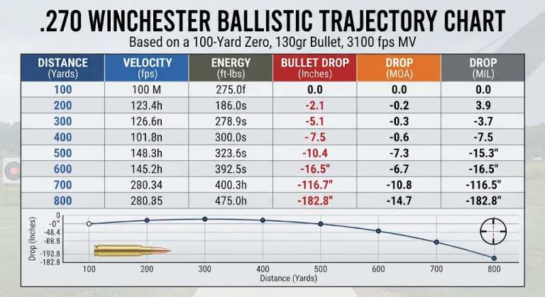 .270 Bullet Drop Chart