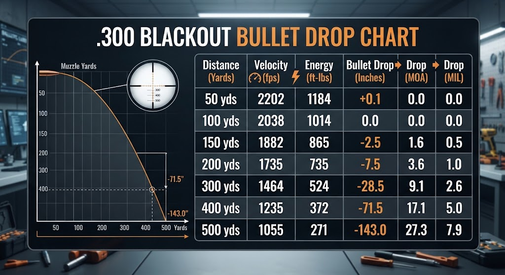 .300 Blackout Bullet Drop Chart