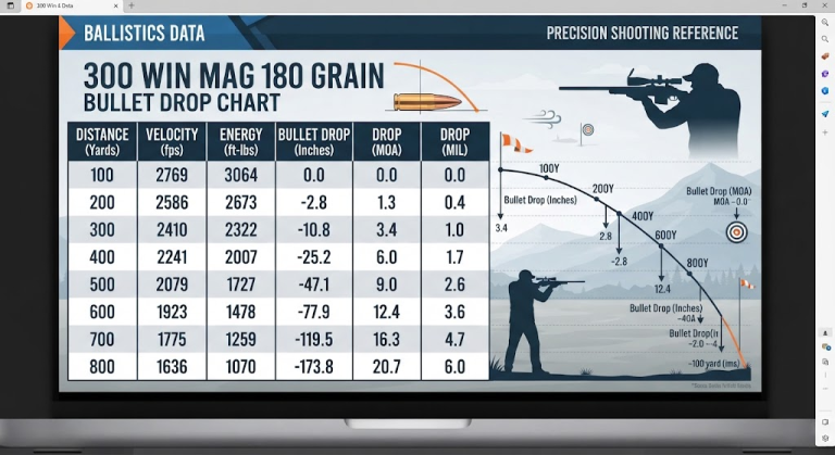 300 Win Mag 180 Grain Bullet Drop Chart